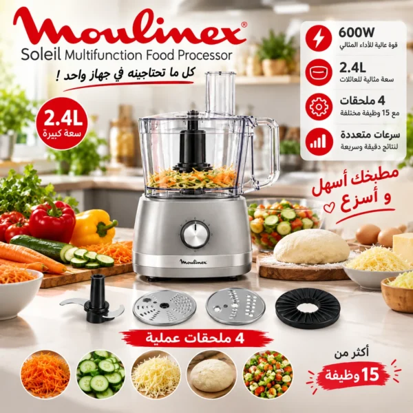 محضّرة الطعام Moulinex Soleil – سعة 2.4 لتر، قوة 600 واط — image 4