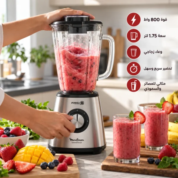 خلاط Moulinex Blendforce بوعاء زجاجي — image 3
