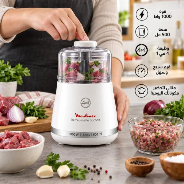 مفرمة مولينكس La Moulinette Hachoir 4 في 1 – 1000 واط – 500 مل — image 3